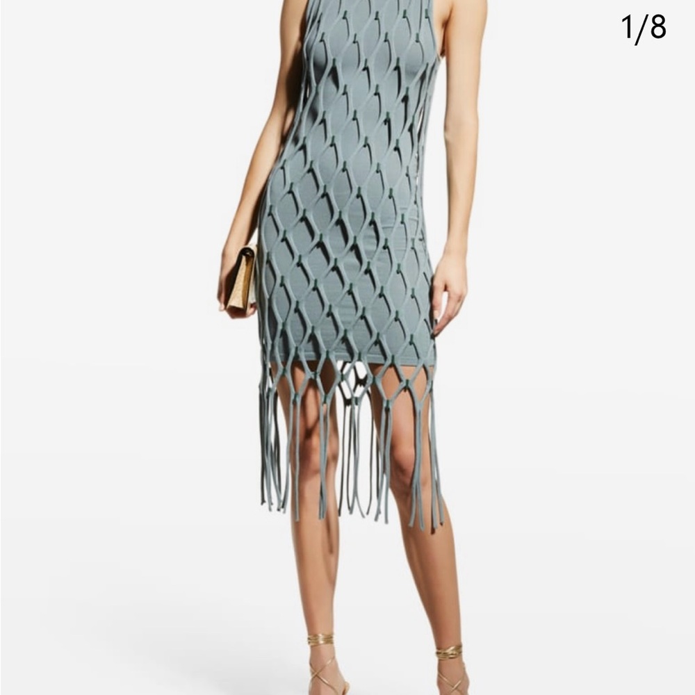 SIMKHAI Mariel Compact Mesh Fringe Mini dress - Picture 2 of 12